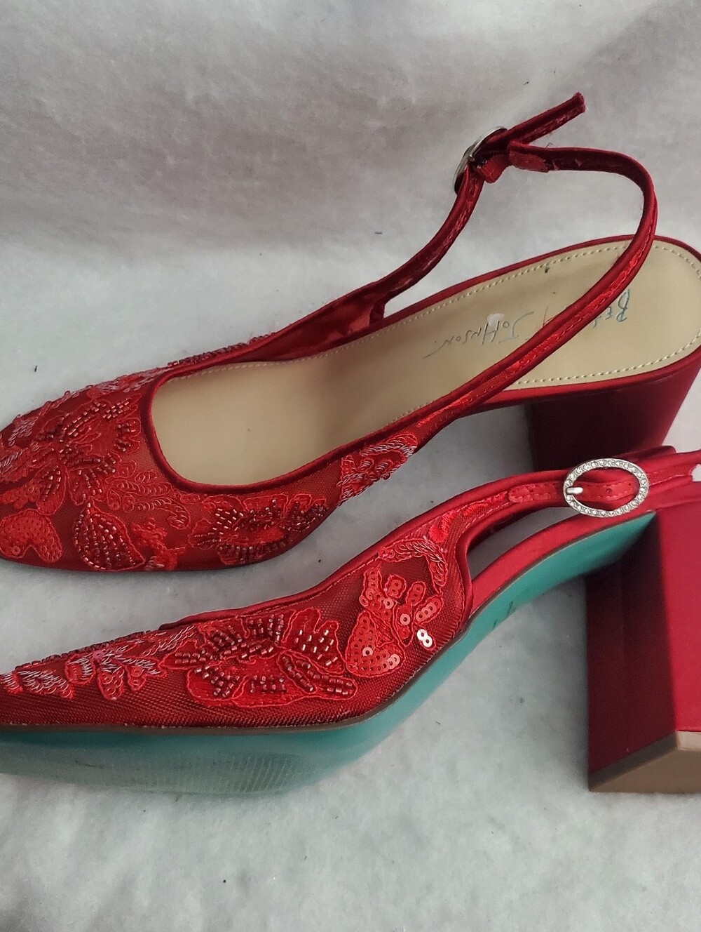 Betsey Johnson Ninah Mesh Embellished Slingback Pumps - Picture 3 of 11